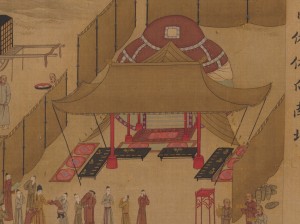 Red Khitan ger with double canopy